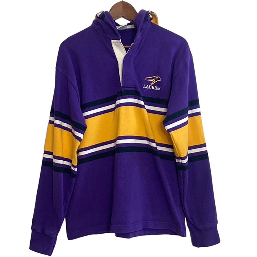 Barbarian Rugby Shirt Mens Small Hoodie Laurier University Purple Golden Hawks